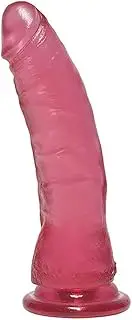 Doc Johnson Crystal Jellies - Thin Dong - 7 Inch - 1.5" Wide - Strong Suction Cup Base - O-Ring Harness Compatible Dildo, Pink