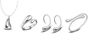 [Healeved] 4Pcs Silver Teardrop Jewelry Set Elegant Necklace Ring Earrings Bracelet Lightweight for Parties Weddings Present for Friends Family