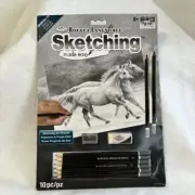 10 Piece Sketching Made Easy Art Kit Running Free HORSES Learn Gray Shading 8+
