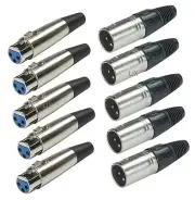 5 Male & 5 Female 3Pin XLR Connectors for Microphone Mic Cable cord plug