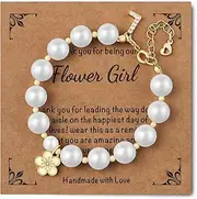 [JRYFAC] Initial Charms Bracelet Wedding Gifts Wedding Gifts Rhinestone Pearl Bracelet Charm Bracelets for Women Flower Charm Bracelets