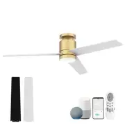 52” Smart Flush Mount Ceiling Fans with Lights Remote,Quiet DC Motor,Outdoor ...