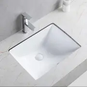 Rectangle Undermount Bathroom Sink, 20'' x 14'' White Ceramic Under Mount Sink