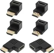ECSiNG Set with 6Pcs HDMI Male to Female Adapter 90&270 Degree Flat Left&Right 90 Degree HDMI Angled Adapter Combo Electrical Accessories