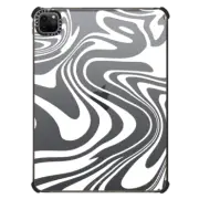 iPad Pro 11-inch (3rd/4th gen) iPad Impact Case Marble Transparent Trippy Wavy Swirl White Spiral Warp Twirl Retro 70s Psychedelic Acid Groovy Abstract Pattern