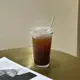 ins豎條紋帶蓋吸管杯高顏值水杯拿鐵咖啡杯牛奶飲料杯果汁玻璃杯