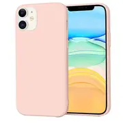 For Apple iPhone 11 Silicone Silky Soft Case with Microfiber TPU Ultra Slim Anti Scratch Shockproof Cover (Sand Pink)