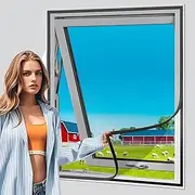 130 x 150 cm Fly Screen Window Insect Protection Window with Innovative Velcro Tape, Cat Net, Cat Grid Window, Fly Screen with Velcro Tape No Drilling, Fly Net & Mosquito Net for Windows