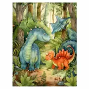 Dinosaur Family Kids Nursery Canvas Print Wall art