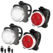 4X Bike Light Set USB Rechargeable Bicycle Lights Front & Rear Lamp Waterproof