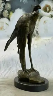 Skulptur Bronze Plastik Figur Moigniez Sekretär-Vogel Kranichgeier Sculpture Art