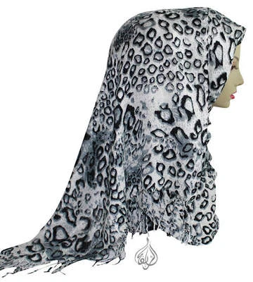LEOPARD LONG SCARF MUSLIM HIJAB 66 X 23" | WOMEN SHAWL | MODEST SCARF Black