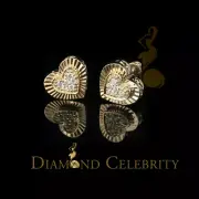 925 Sterling Yellow Silver 1.36ct Cubic Zirconia Heart Women's Stud Earrings