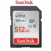 SD Card SanDisk 512GB Ultra SDHC UHS-I Memory Card 120MB/s C10 U1 SDSDUN4-512G