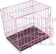 Generic Pet Cage Dog Cage Dog Travel Crate Bunny House Indoor Crate Pet Carrier Puppy Kennel Iron Wire Pink