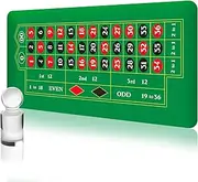 Casino Roulette Tabletop Layout Mat with Win Marker and Storage Bag Rubber Non Slip Roulette Wheel Felt Layout Craps Mat for Casino Party Game Entertainment Night(Green,70 x 35 Inch)