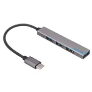 Universal Portable Aluminum Alloy Type-c to 4 USB 2.0 High Speed Adapter Converter HUB for Xiaomi PC GREY COLOR