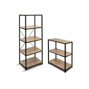 Rome Industrial Style Storage Bookshelf Set Oak
