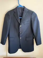 Worsted Wool Blazer Hickey Freeman 6 Reg Blue metal button Sport Coat