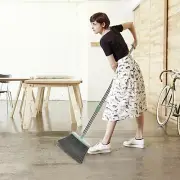 Upgrade Broom and Dustpan Set, Large Size and Stiff Broom Dust pan with Long ...