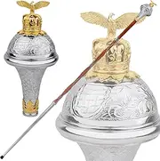 American Maces, Drum Major Maces Parade Stick Malacca Cane With Chain (Eagle Head)
