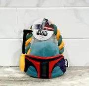 Star Wars BOBA FETT Plush Head Squeaker Rope Ring Dog Toy 8” NEW Tug of War