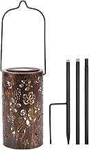 EVTSCAN Retro Garden Solar Lights - Metal Hollow Projection Hanging Lamp Waterpoof Outdoor Solar Landscape Light Cylindrical