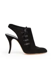 Black Suede Slingback Point Heels