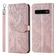 For Samsung Galaxy S10 Wallet Case,2 Credit Card Slot ID Card Holder,PU Leather Flip Case with Strap - Rose Gold