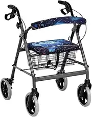 Vanideaoty Owls Moon Rollator Seat Cushion Back Bar Cover Set with Velcro Rollator Walker Accessories Soft and Breathable Seat Cover has Elastic Band Suitable for Parks