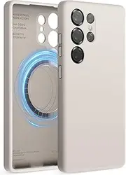 elago Magnetic Silicone Case Compatible with Samsung Galaxy S25 Ultra Case, Compatible with MagSafe Accessories, Protective Cover, Shockproof, Slim, Anti-Scratch Soft Microfiber Lining (Stone)