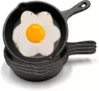 Mini Cast Iron Skillet Set - 4 Pcs Non-Stick 4-Inch Egg Frying Pans