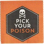 Creative Party Pick Your Poison Paper Halloween Napkins (Pack of 16) (UK Size: One Size) (Orange/Black/White)