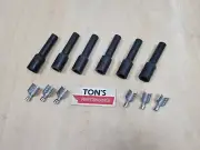 7-8mm 6 pack Straight Spark Plug Wire Boots With Terminals for THREADED plugs