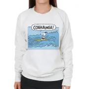 Peanuts Snoopy Cowabunga Surfer Women's Sweatshirt White Large