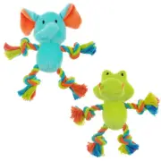 Mini Safari Tug Me Pals Dog Toys Squeak Plush Rope 7" Choose Elephant or Giraffe