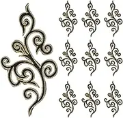 uxcell 10 Pack 7.3" Embroidery Appliques for Sewing, Embroidered Applique with Gold Trimming Floral Sew Iron on Patch for DIY Sewing Crafts Wedding Clothing Decor, Black