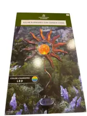 Solar Light Outdoor Metal & Glass Sun Moon Star Garden Stake Color Change LED