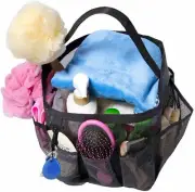 Mesh Shower Caddy Quick Dry Tote Bag Hanging Toiletry Bath Organizer Black Dorm