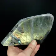 2.2lb XL Yellow Labradorite Crystal Freeform Tower, Super Flashy Spectrolite