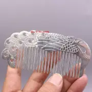 Solid 999 Fine Silver Cute Comb Peocock Pattern Portable Comb 4.48inch 58-60g