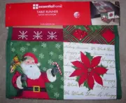 NEW CHRISTMAS HOLIDAY Essential Home Santa Patchwork table runner 13X54 DECOR
