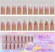 BeauFairy Nail Tips Set, 450PCS Nail Tips for Acrylic Nails, Full Cover French Ballerina Nail Tips Fake Nails, Soft Gel Fake Nails Tips, Soak Off Fake Nail for Nail Tips Art Salons and Home DIY, 029