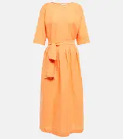 [Vince] Vince Belted linen and cotton dress AU 10 orange