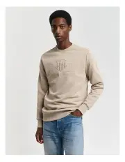 [Gant] Tonal Archive Shield Crew Neck Sweatshirt in Concrete Beige