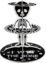 TEASIK 3-Tier Cupcake Stand for Party,Rock and Roll 2nd Birthday Party Decorations Cupcake Stand,Bad Two The Bone Party Decorations Boy,Two Years Old Birthday Decorations for Boys and Girls