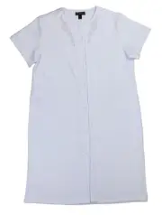 Miss Elaine Snap Front Embroidered Acctent Short Sleeve Women's Nightgown M NWT