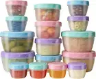 16 PCS Freezer Storage Containers with Lids, Reusable BPA Free Plastic Soup Jars