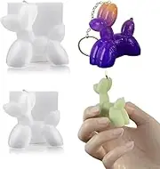 Voaesdk 2PCS 3D Mini Balloon Dog Silicone Molds for Resin Casting, Cute Puppy Dog Epoxy Resin Keychain Molds for DIY Candle Soap Making Ornaments Craft Home Decor
