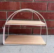 Storage Shelf Wooden White Tiered Display Tray Table Top Stand Cupcake Shelf New